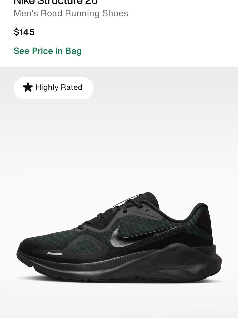 Nike Men's Black Running Shoes Structure 26